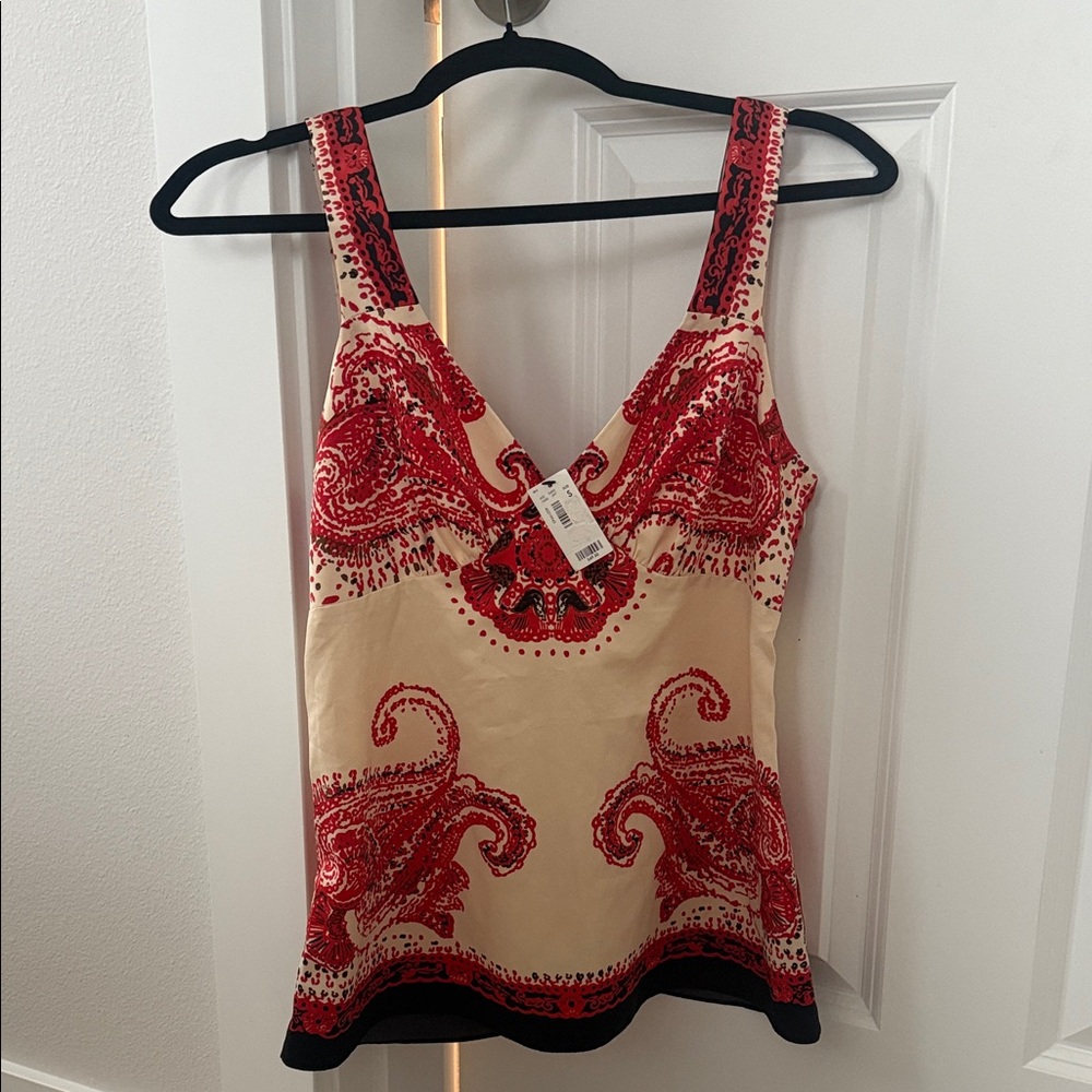 The Limited Red Paisley Women's Top Silky New NWT